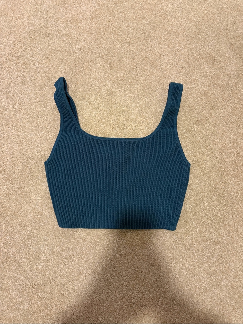 Babaton Cropped Teal Ribbed Tank Top
